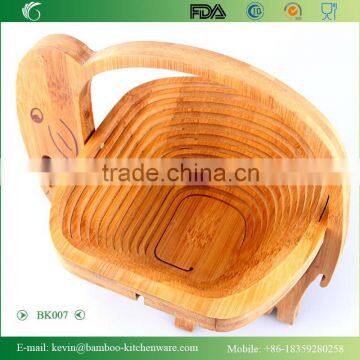 BK007/Eco-friendly Folding Bamboo Fruit Basket Elephant Shape Bamboo Fruit Basket photo-2