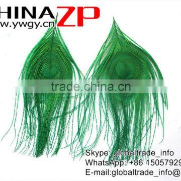 Leading Supplier CHINAZP Wholesale High Quality Dyed Green Trimmed Short Peacock Feathers for Earrings photo-3