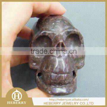 natural red net stone human skull for christmas gift