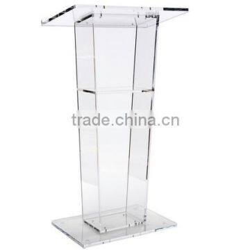 Acrylic Podium for Floor with Open Back and Shelf, Easy Assembly - Clear