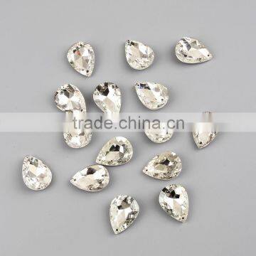 pujiang flatback drop shape crystal sew on stone for dresses