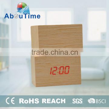 Modern cheap customized wooden LED digital alarm clcok for home decoration