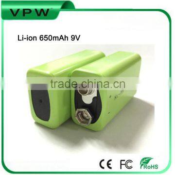 Rechargeable 650mAh 9V Li-ion Battery Li-polymer battery for interphone