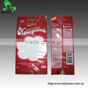 3 side seal bag with latest window designs for candy snack food