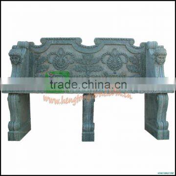 Green Marble Outdoor Bench,Long Bench with flower carvings