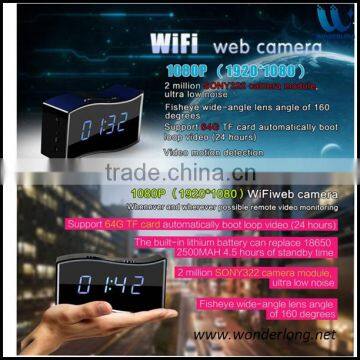 HD 1080P Wide Angle Lens Camera WIFI Clock ,New HD SPY 1080P WIFI Clock Camera hidden camera wifi