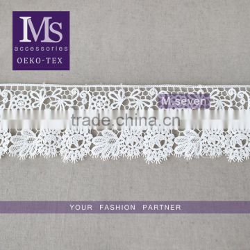 good price lace in 7.5cm wide embroidery polyester lace trim eyelash in white lace trim