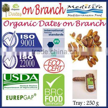 Organic Dates on Branch. Deglet Noor Dates On Branch, Organic Branched Dates 250g Tray