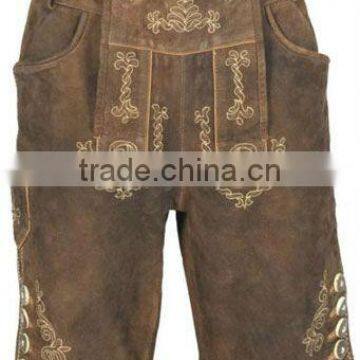 Light Brown Bavarian Leather Mini Shorts