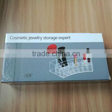 Wholesale Fan Shaped Clear Cosmetic Acrylic Makeup Organizer With 18 Grids for Store Jewelry Cosmetic
