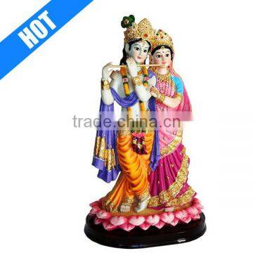 Customized Resin Decorative Lord Radha Krishna on Lotus Hindu God