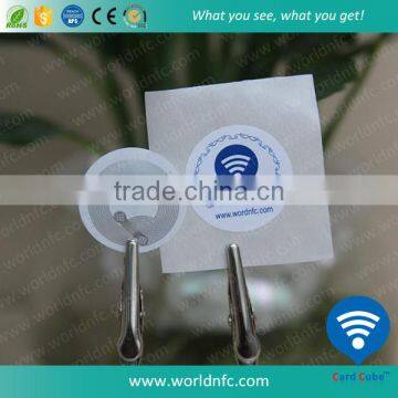 Round Printable PVC 13.56MHz NFC Label for Clothing