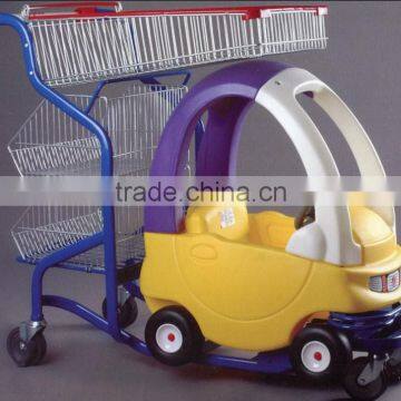 child/children silver metal shopping trolley with toy