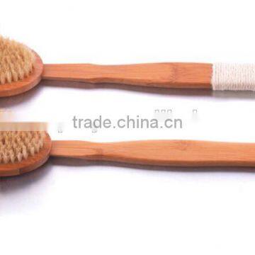 Detachable oval head bamboo bath brush with natural bristle