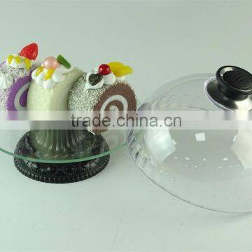 360 degree glass dessert/cake stand holds up to 16cm with clear lid for sale