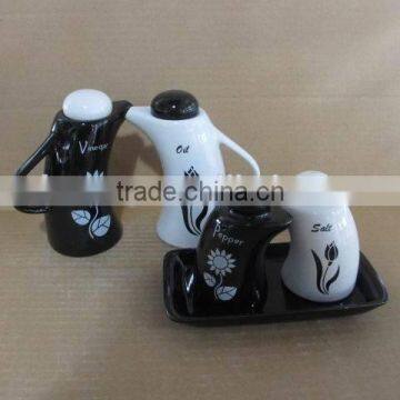 Kitchenware Ceramic salt pepper Oil and Vinegar cruet sets
