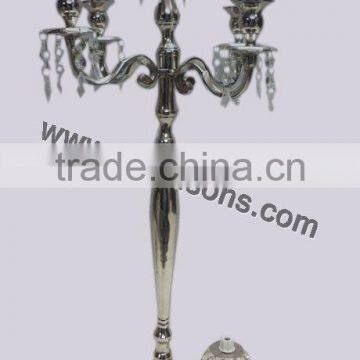 Multifunctional 5 arm Candelabra for Wedding Centerpieces , Nickel Plated Candelabra ,SilverCandelabra