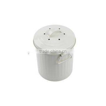 Enamel Antirust Garbage Can Metal Storage Container Trash Bin