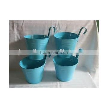 Powder Coat Blue Garden Decoration Pot/Eco-friendly Flower Pot/Metal Small Flower Pails/Metal Flower Pot/Can