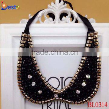 New popular modern ladies black with gold bead neck collar necklace