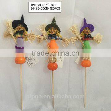 Straw and Fabric Scarecrow With Pumpkin for Halloween Decoration photo-3