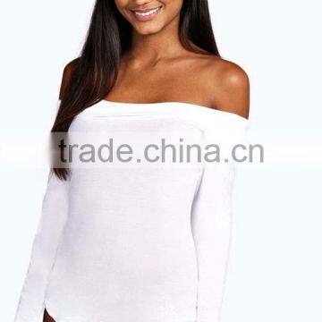 Professional Manufacture Factory Supply Bardot Neckline Long Sleeve Bodysuit Women photo-4