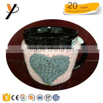 Pink love heart Coffee Mug Cup Knitted Cover