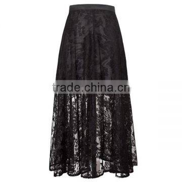 Women's Clothing Direct Factory New Fashion Hot Sexy Black Lace Latest Maxi Long Skirt Design photo-2