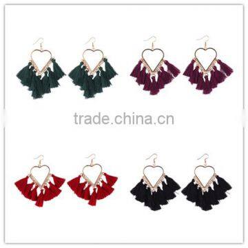 Bohemian jewelry nylon colorful tassel charms earrings for women