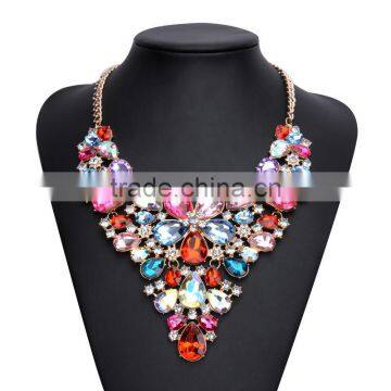 Luxury crystal gems women collar necklace jewelry