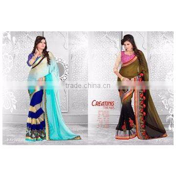 Season Special Designer Embroidery Saree With Blouse Material & Lace Border