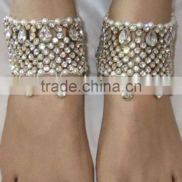 Crystal Broad Payal ANKLETS Feet Bracelet Pair photo-3