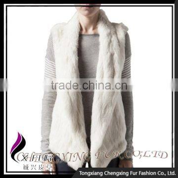 CX-G-B-185C Wholesale Women Plus Size Fur Vest Knitted Real Rabbit Fur Gilet photo-6