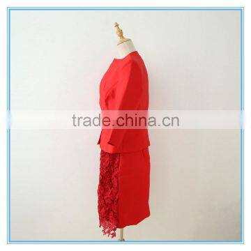 Latest Red Embroidery Lace Suit Dress For Women Wedding photo-2