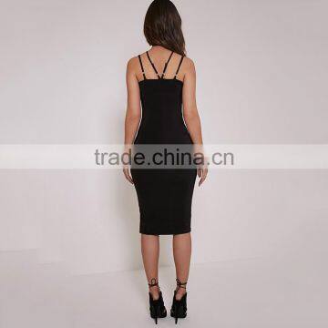 Black Double Strap Slinky Silk Midi Dress Silk Dress photo-4