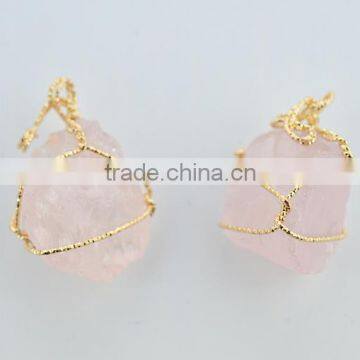 high quality rose quartz pendant charms fashion rose quartz pendant jewelry accessories for druzy necklace