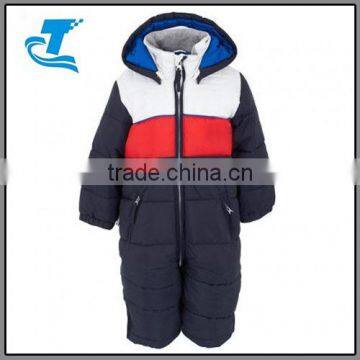 Navy Stripe Footless Fleece Snowsuit For Kids