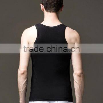 Mens Black Plain Custom Gym Stringer Vest photo-3