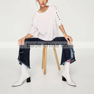 Wholesale Women Custom Top Casual Woman Hollow Buckle T-Shirt China Supplier photo-4