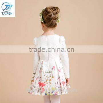 2017 Spring Girls Dresss Printed With Flowers Fashion Designs For Girls Long Sleeve Pleated Children's Dress photo-4