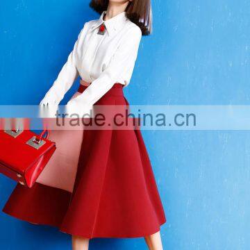 2015 Winter Hot Sale Womens A-Line High Waist Patchwork Long Skirt photo-2