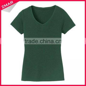 Latest design ladies slim fit v neck high quality plain no brand t-shirt