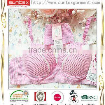 2015 NEW ARRIVAL girl young fashion sexy gather push up bra sets pink print SEDEX factory