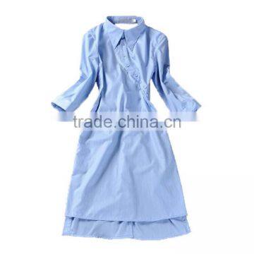 New Runway Fashion Women's Novelty Back V Open Asymmetrical Designer Shirt Dress Turn-down Collar OL Work Wear Camisa Feminina