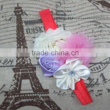 Boutique Shabby Little Girls Flower Head Bands Handmade, Newborn Elastic Hairband Wholesale photo-2