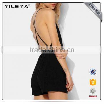 Women Slip Nightwear Sexy Backless Black Spaghetti Strap V-Neck Sleeveless Romper photo-4