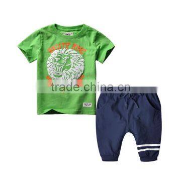 Wholesale summer cotton printing boys kids clothes clothing set