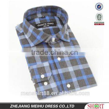 2016 100% cotton high quality blue color fitted flannel shirts for men