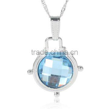 Fashion Round Silver Tone Blue Acrylic Findings With Lobster Clasp Jewelry Necklace 2016 Women