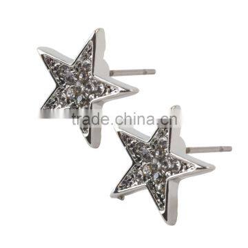 Customized Most Popular Unisex Star Diamond Silver Hiphop Earrings Jewelry With Transparent Box Wholesale